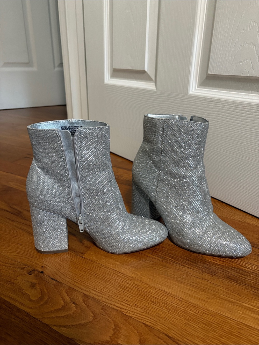 Madden Girl Silver Glitter Ankle Booties